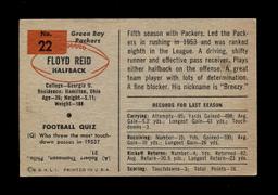 1954 Bowman Football Card #22 Floyd Reid Green Bay Packers.