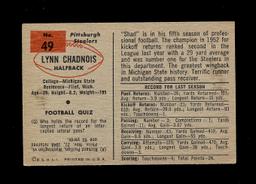 1954 Bowman Football Card #49 Lynn Chadnois Pittsburgh Steelers.