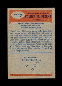 1955 Bowman Football Card #17 Volney Peters Washington Redskins.