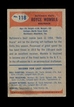 1955 Bowman Football Card #118 Royce Womble Baltimore Colts.