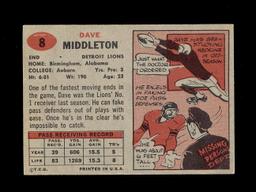 1957 Topps Football Card #8 Dave Middleton Detroit Lions.