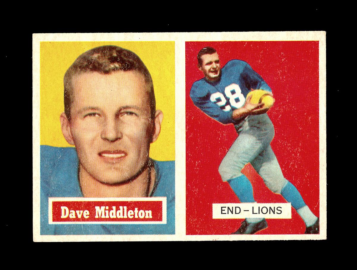 1957 Topps Football Card #8 Dave Middleton Detroit Lions.