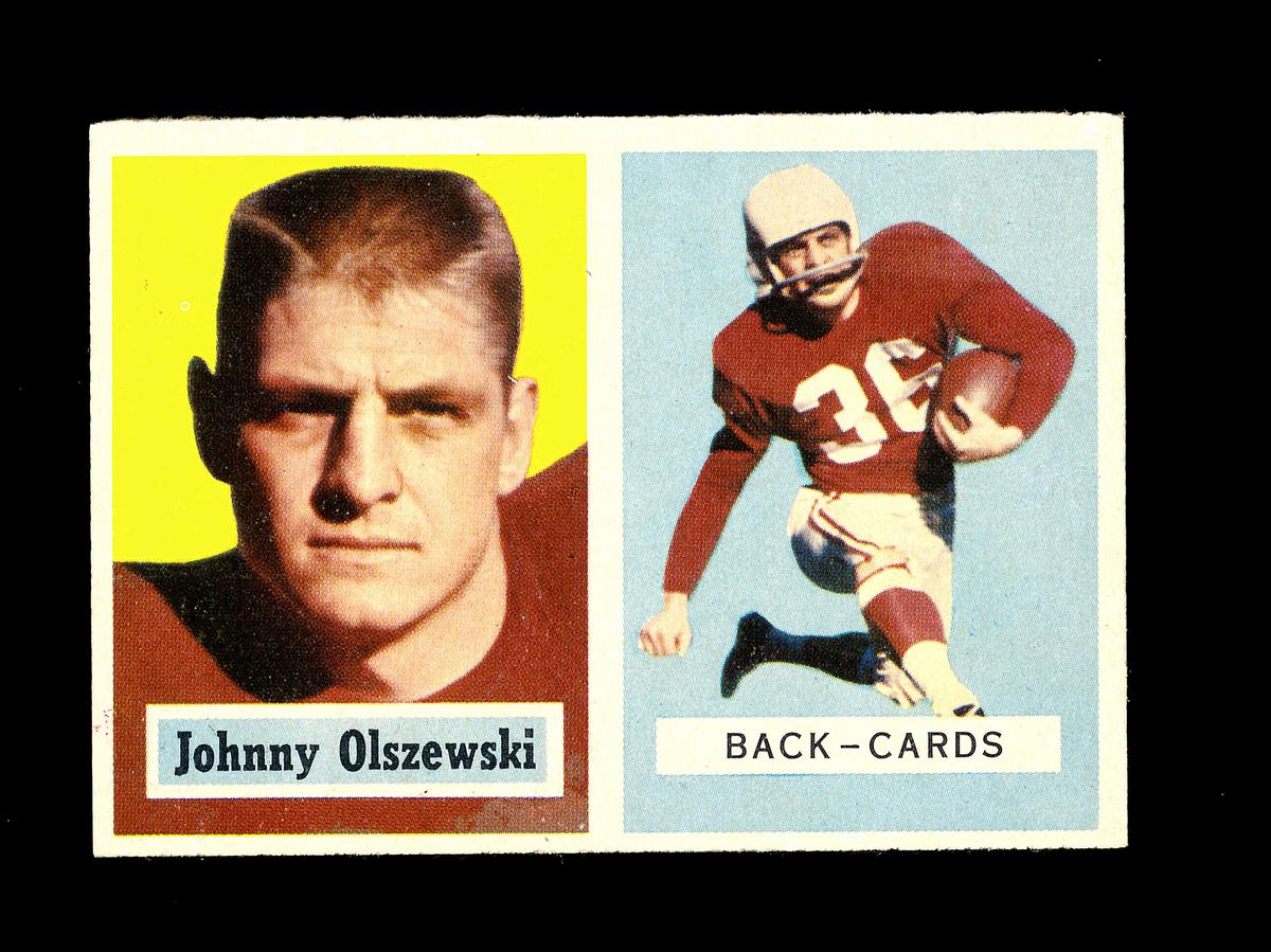 1957 Topps Football Card #62 Johnny Olszewski Chicago Cardinals.