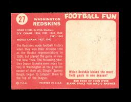 1958 Topps Football Cards #27 Washington Redskins Team Card.