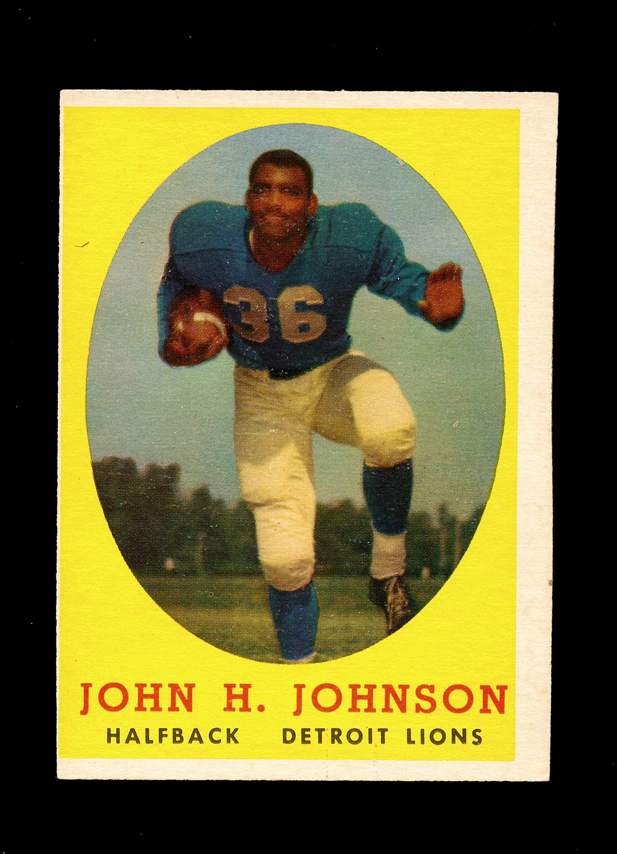 1958 Topps Football Cards #75 Hall of Famer John Johnson Detroit Lions.