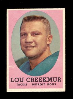 1958 Topps Football Cards #81 Hall of Famer Louis Creekmur Detroit Lions.