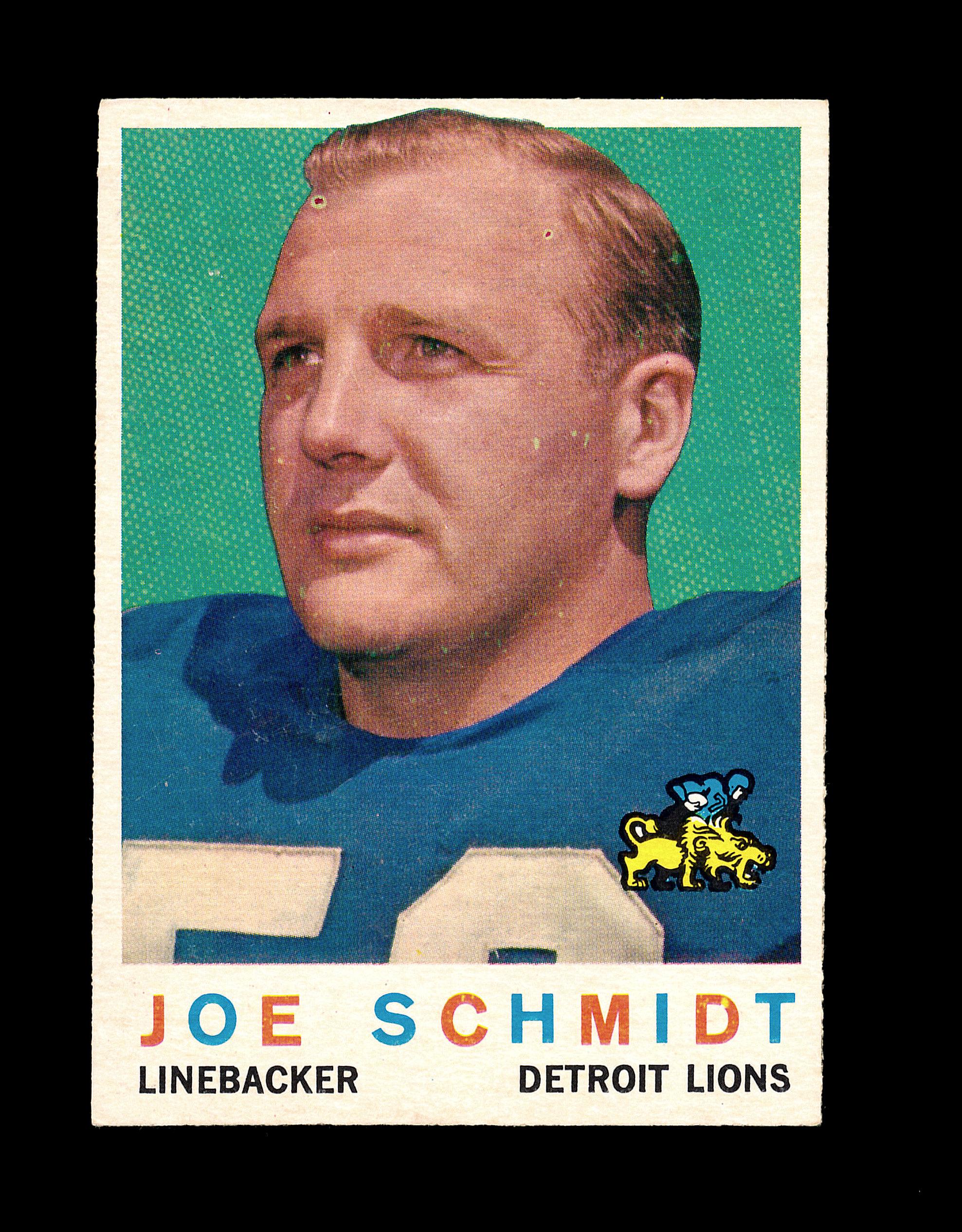 1959 Topps Football Card #6 Hall of Famer Joe Schmidt Detroit Lions.