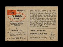 1954 Bowman Football Card #109 Ed Sharkey Baltimore Colts.