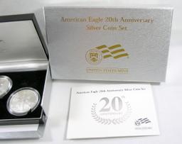 310.    2006  American Eagle 20th Anniversary Silver 3 Pc. Coin Set Boxed w