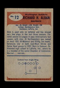 1955 Bowman Football Card #12 Dick Alban Washington Redskins