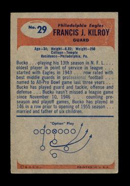 1955 Bowman Football Card #29 Francis Kilroy Philadelphia Eagles
