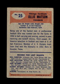 1955 Bowman Football Card #25 Hall of Famer Ollie Matson Chicago Cardinals