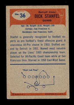 1955 Bowman ROOKIE Football Card #36 Rookie Hall of Famer Dick Stanfil Detr