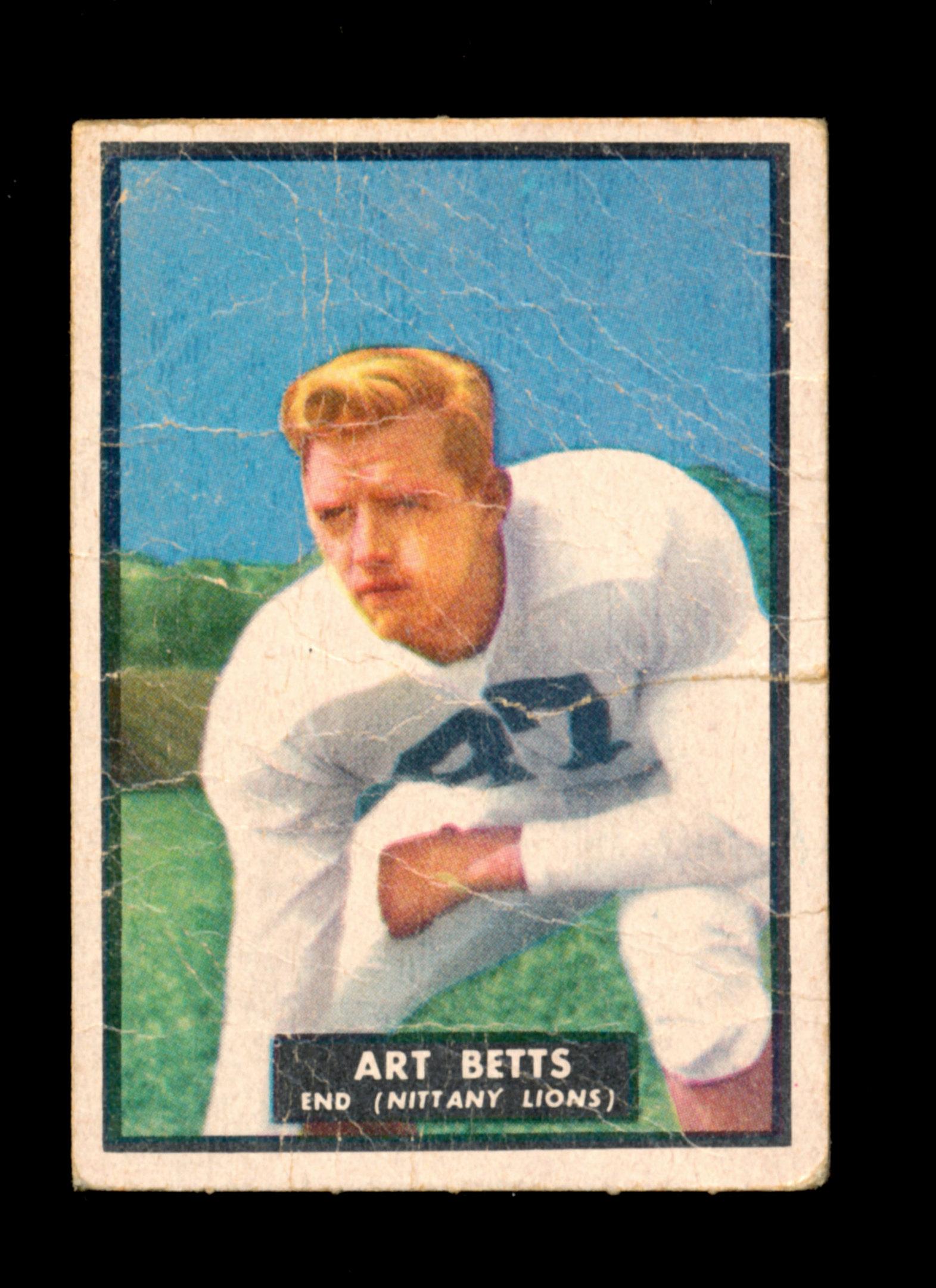 1951 Topps Magic Football Card #25 Art Betts Nittany Lions