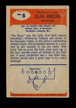 1955 Bowman ROOKIE Football Card #8 Rookie Alan Ameche Baltimore Colts