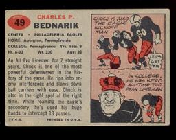 1957 Topps Football Card #49 Hall of Famer Chuck Bednarik Philadelphia Eagl