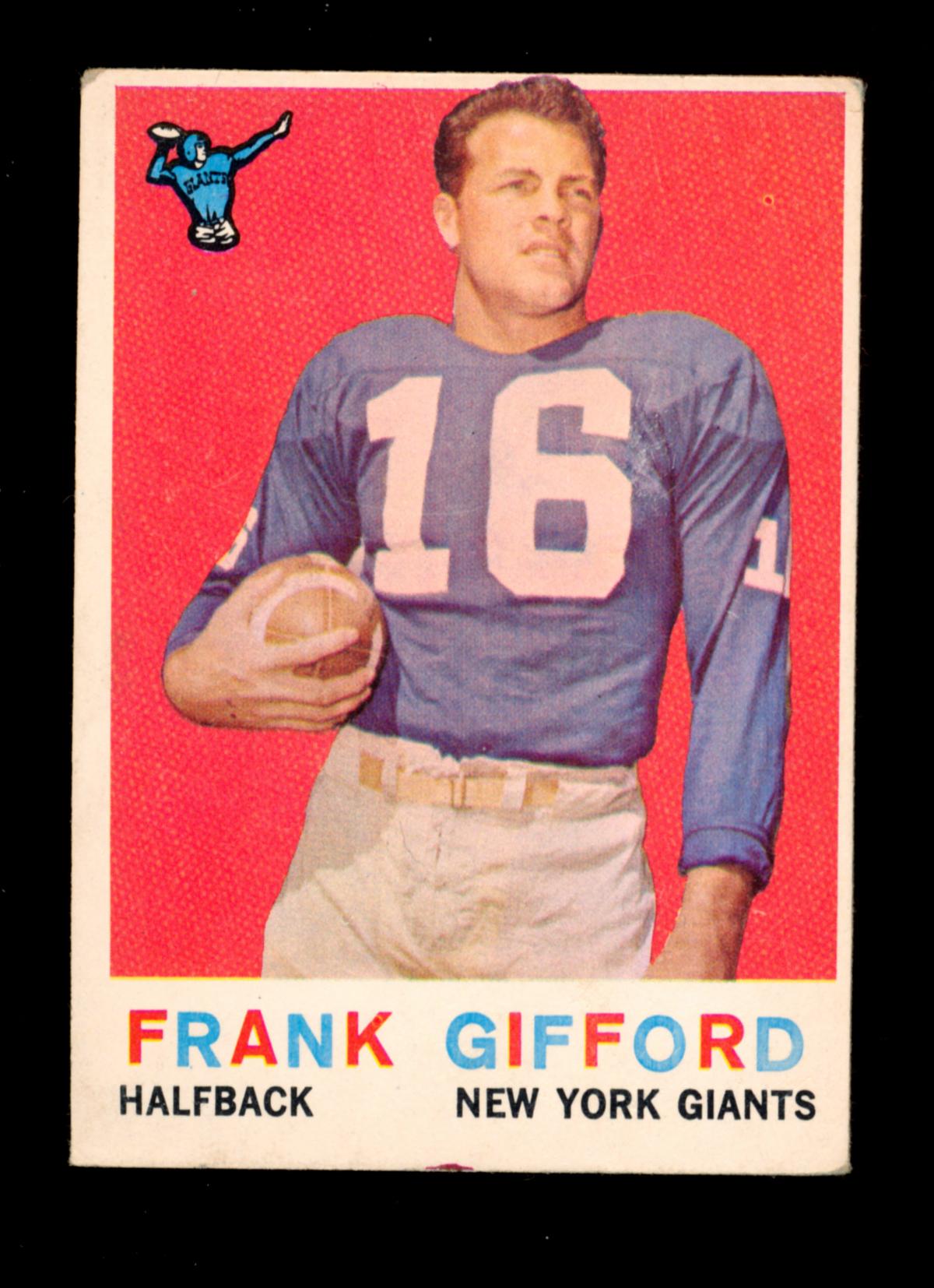 1959 Topps Football Card #20 Hall of Famer Fank Gifford New York Giants