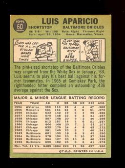 1967 Topps Baseball Card #60 Hall of Famer Louis Aparicio Baltimore Orioles