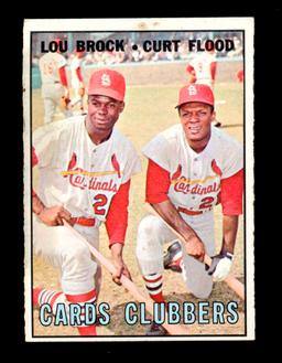 1967 Topps Baseball Card #63 Cards Clubbers: Lou Brock-Curt Flood