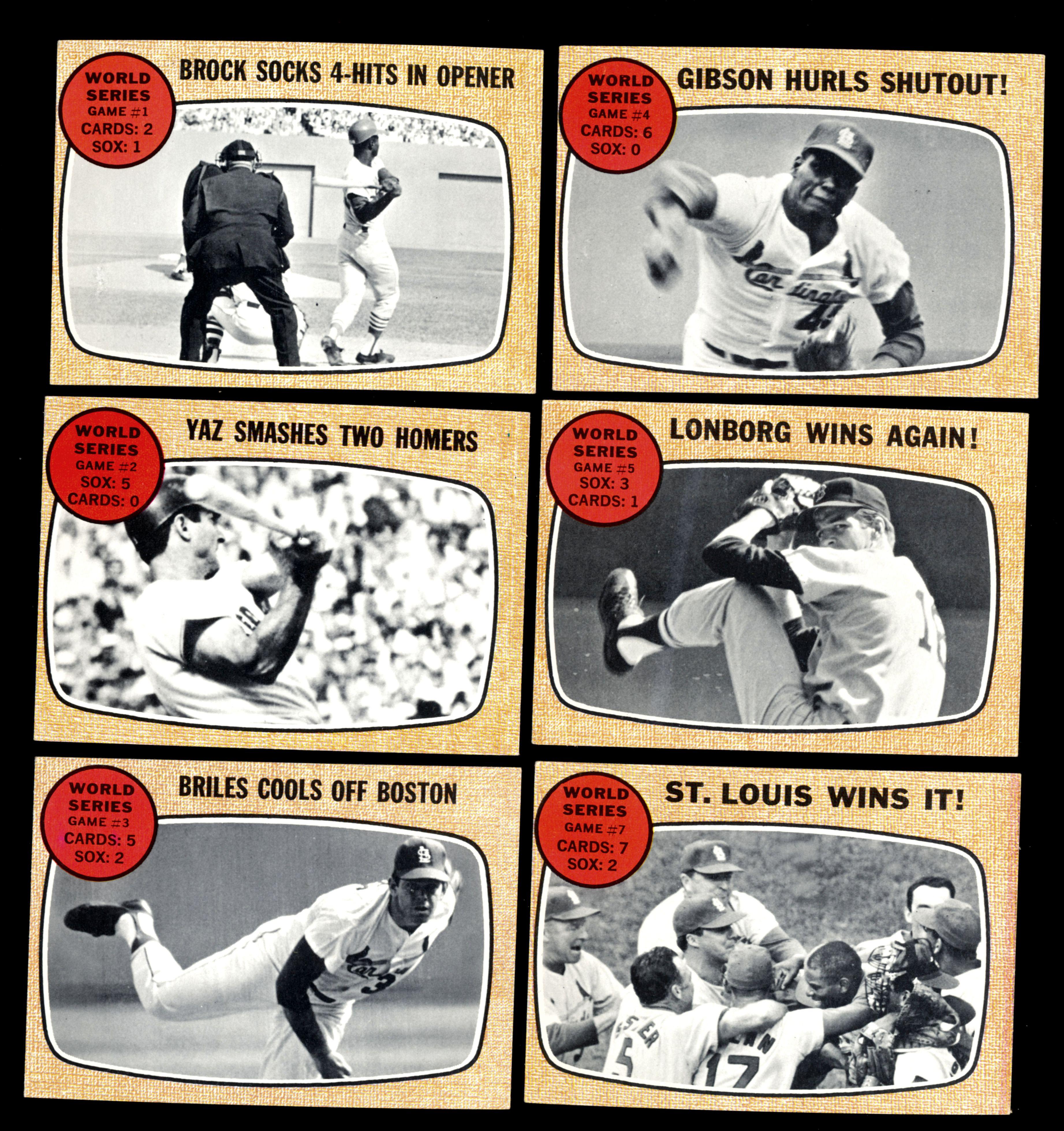 (6) 1968 Topps Baseball Cards (1967 World Series Games)