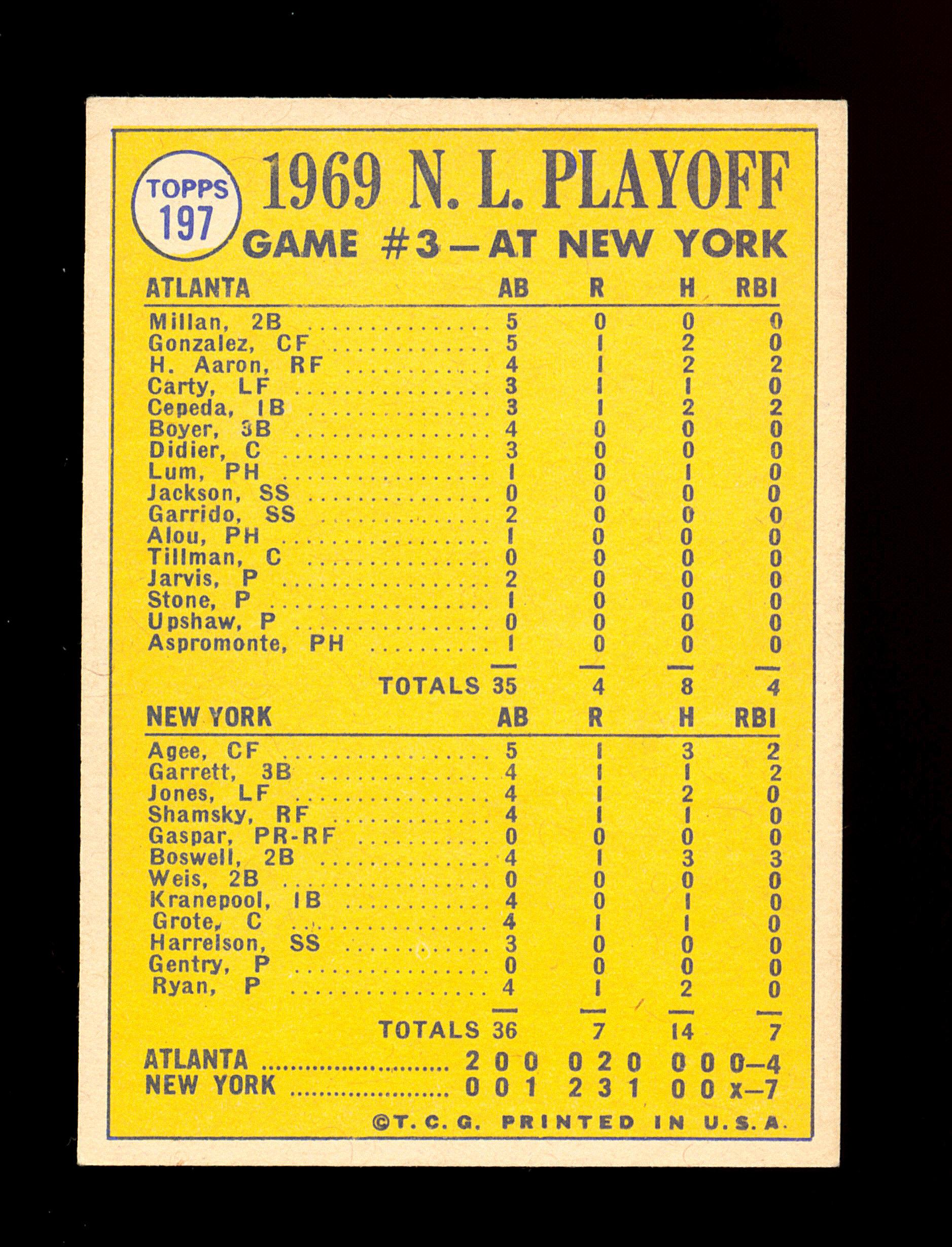 1970 Topps Baseball Card #197 National League Playoff: Ryan Saves The Day