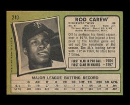 1971 Topps Baseball Card #210 Hall of Famer Rod Carew Minnesota Twins