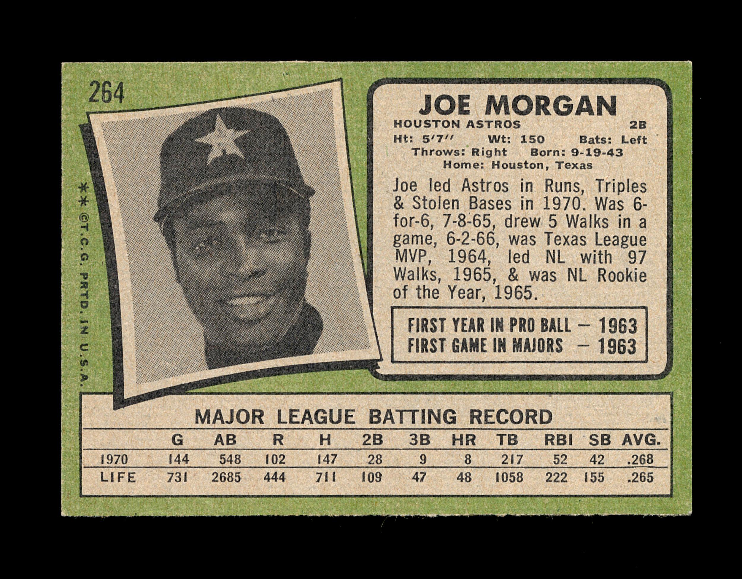 1971 Topps Baseball Card #264 Hall of Famer Joe Morgan Houston Astros