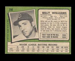 1971 Topps Baseball Card #350 Hall of Famer Billy Williams Chicago Cubs