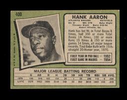 1971 Topps Baseball Card #400 Hall of Famer Hank Aaron Atlanta Braves