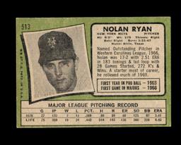 1971 Topps Baseball Card #513 Hall of Famer Nolan Ryan New York Mets