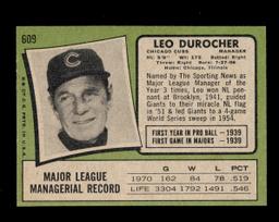 1971 Topps Baseball Card #609 Hall of Famer Leo Durocher Chicago Cubs