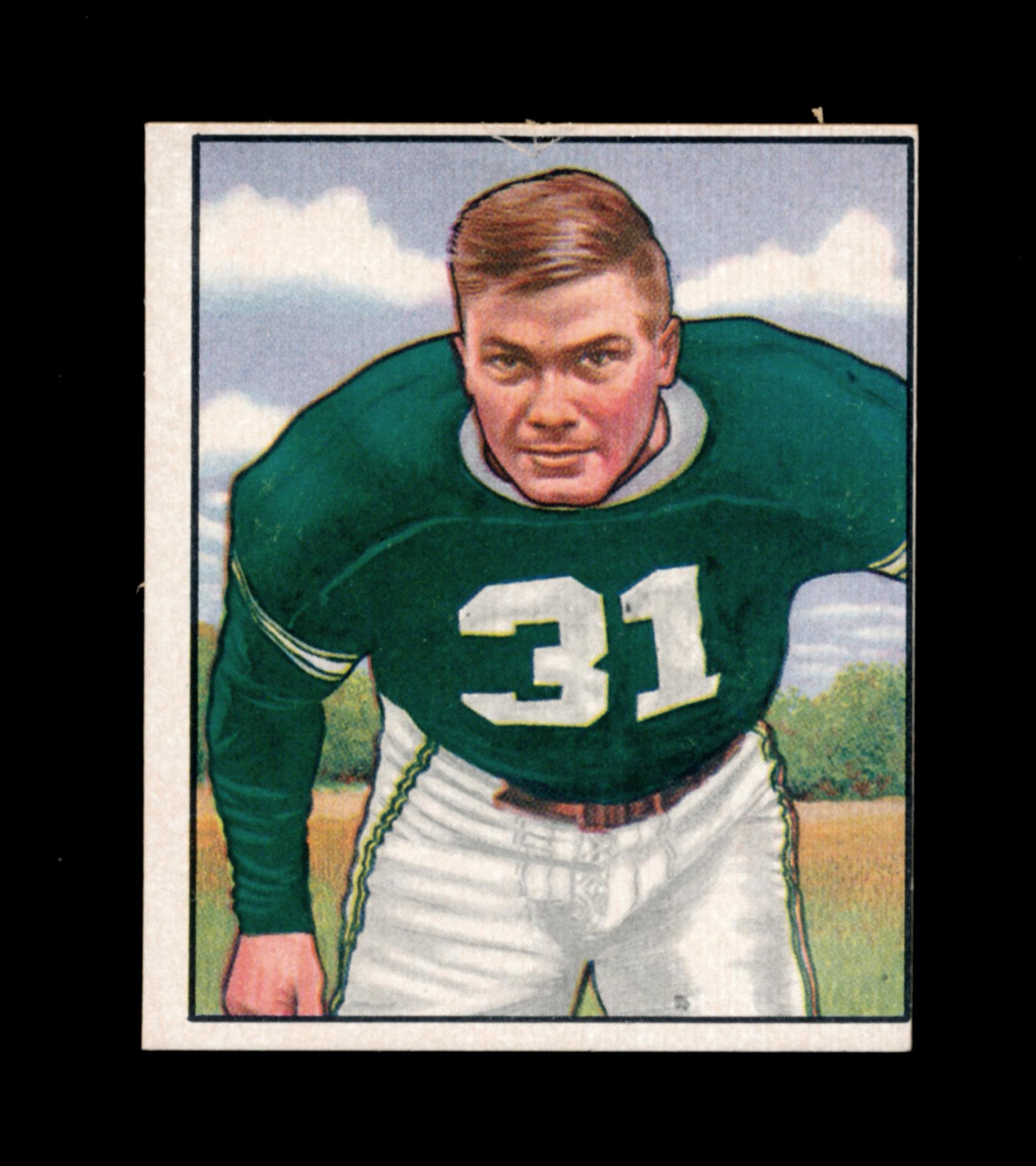 1950 Bowman Football Card #40 Ricard Barwegen Baltimore Colts.