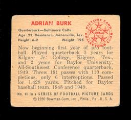 1950 Bowman Football Card #41 Adrian Burk Baltimore Colts.