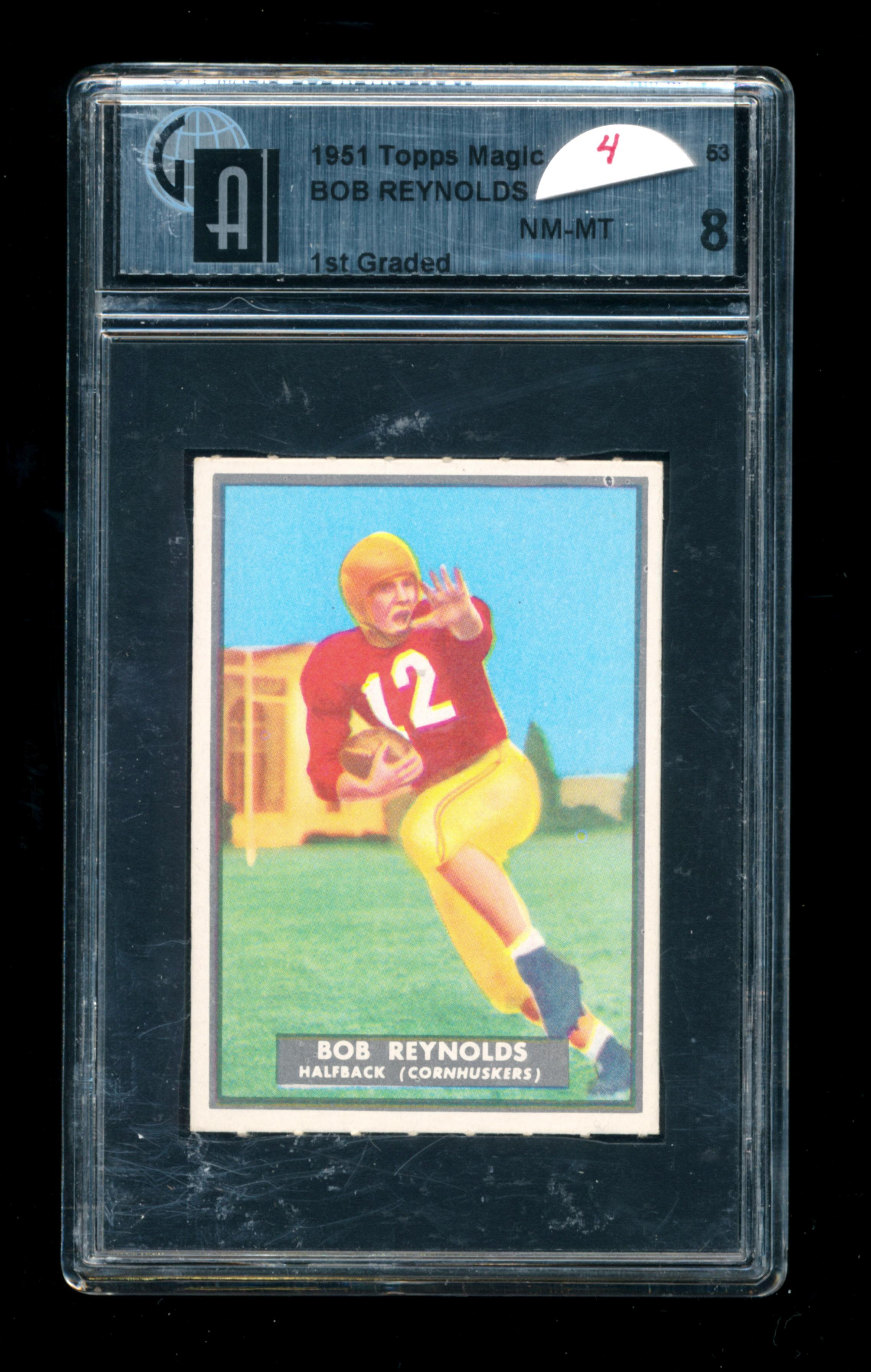 1951 Topps Magic Football Card #53 Bob Reynolds Nebraska Cornhuskers. Certi