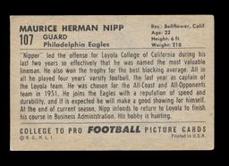 1952 Bowman Large Football Card #107 Maurice Nipp Philadelphia Eagles.