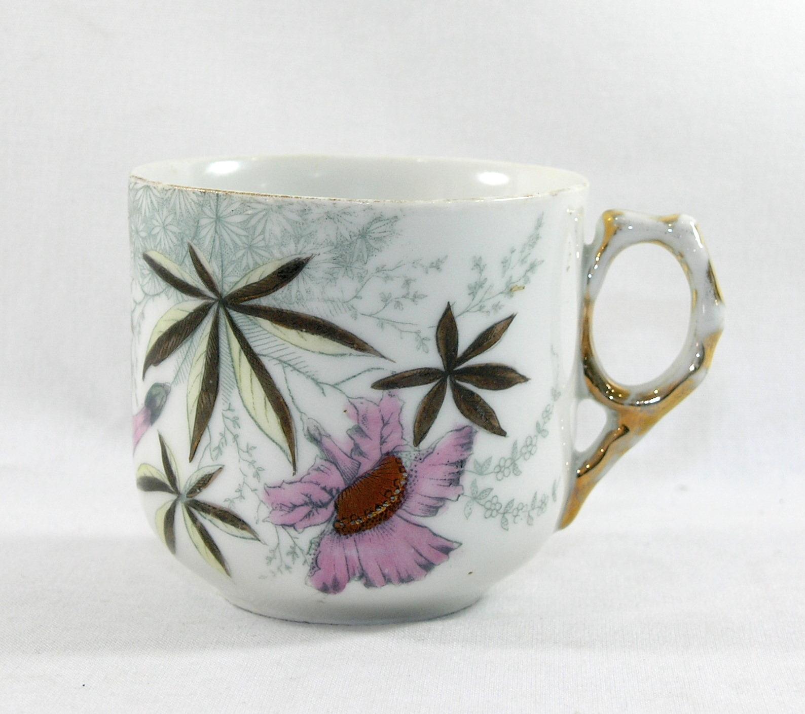 Vintage Flowered Porcelain/Ceramic Mustache Mug.