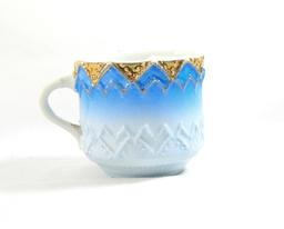 Vintage Blue and Gold Mustache Mug.