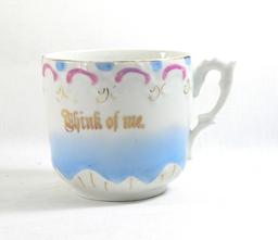 Vintage "Think of Me" Mustache Mug. Made in Germany.
