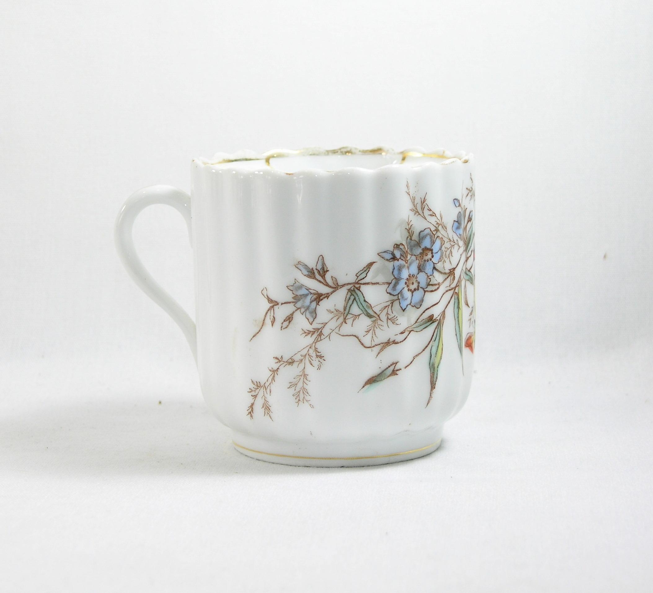 Vintage Flowered Mustache Mug with Marking on Bottom.