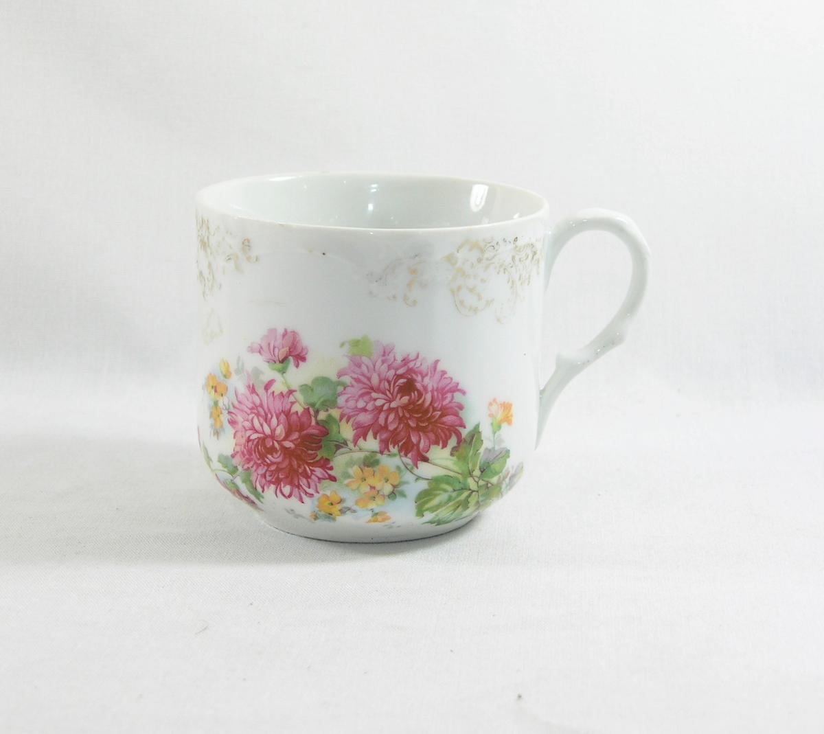 Vintage Flowered Porcelain/Ceramic Mustache Mug.