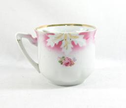 Vintage Flowered Mustache Mug. Mark on Bottom.