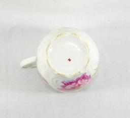 Vintage Flowered Porcelain/Ceramic Mustache Mug.