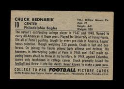 1952 Bowman Large Football Card #10 Hall of Famer Chuck Bednarik Philadelph