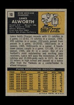 1971 Topps Game Card #10 Hall of Famer Lance Alworth San Diego Chargers