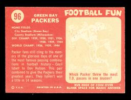 1958 Topps Football Card #96 Green Bay Packers Team Card