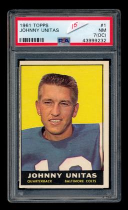 1961 Topps Football Card #1 Hall of Famer John Unitas Baltimore Colts. Grad
