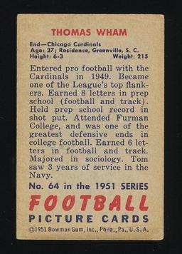 1951 Bowman Football Card #64 Thomas Wham Chicago Cardinals