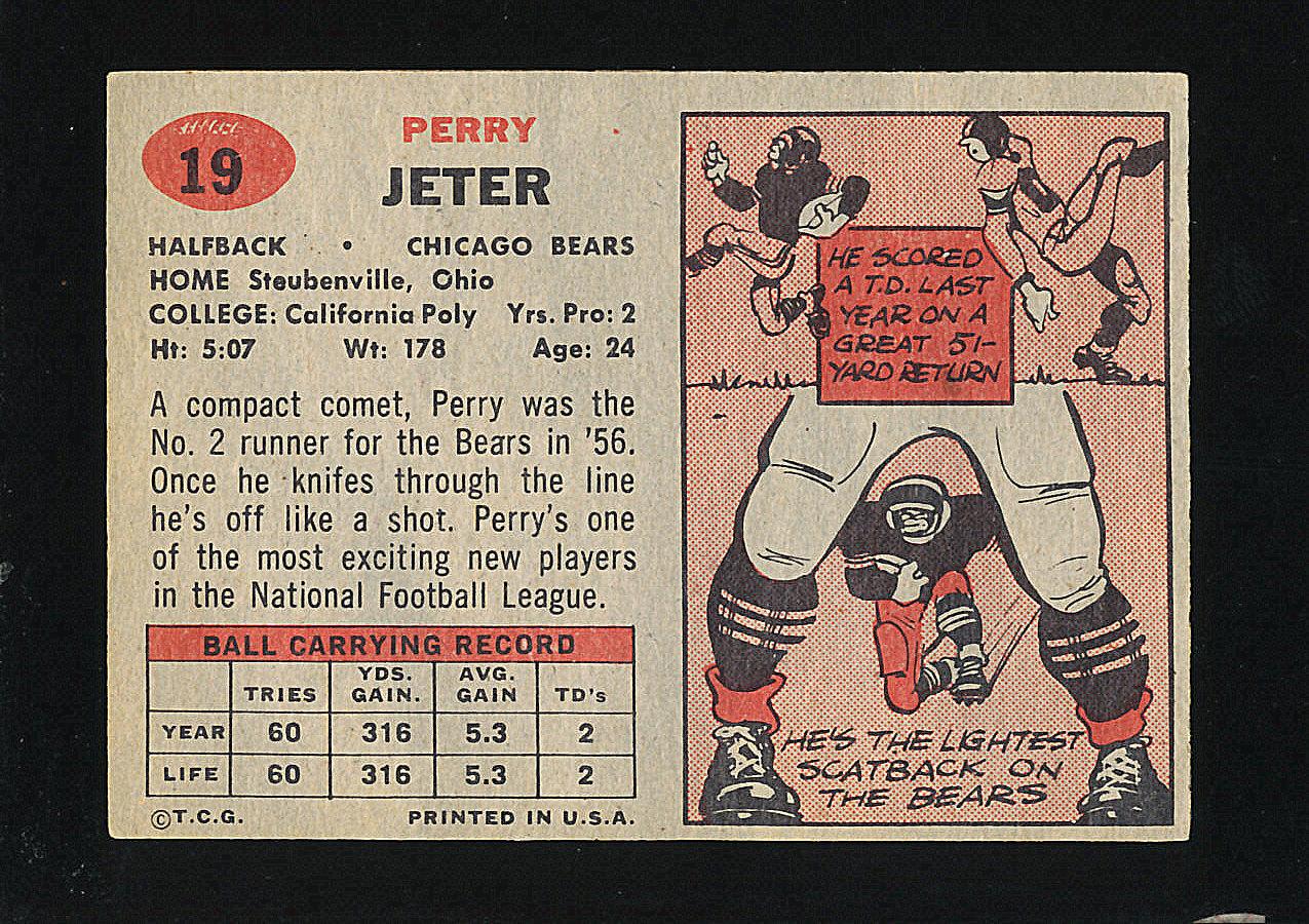 1957 Topps Football Card #19 Perry Jeter Chicago Bears