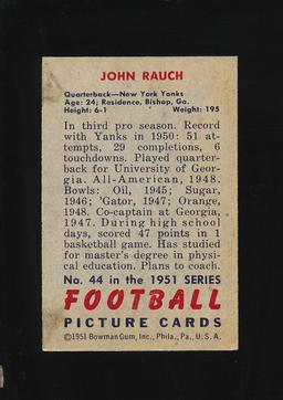 1951 Bowman Football Card #44 John Rauch New York Yanks