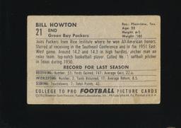 1952 Bowman Small ROOKIE Football Card #21 Rookie Bill Howton Green Bay Pac